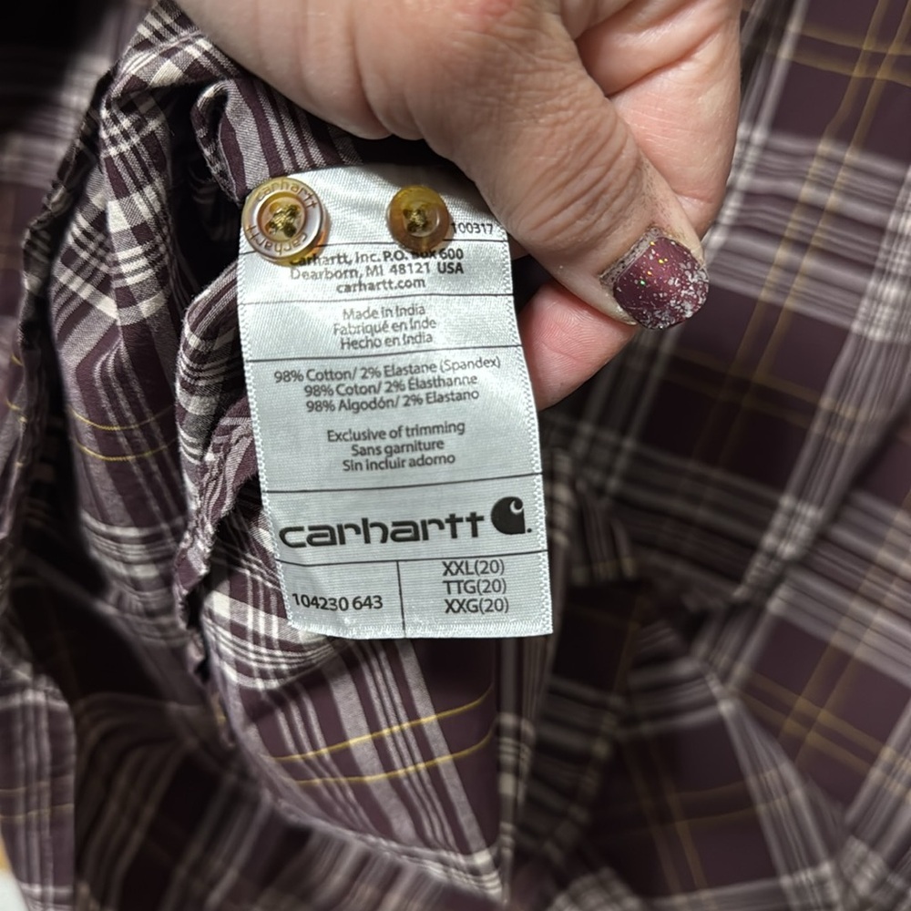 Carhartt‎ Ladies Button Down Plaid Long Sleeve Plus Size Shirt XXL - Picture 6 of 6